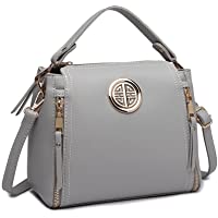  - Miss Lulu Marca Mujeres Top Mango Bolsa Pu cuero cruzada bolso elegante bolso bolso pequeño clásico para mujer bolso de hombro (Gris)